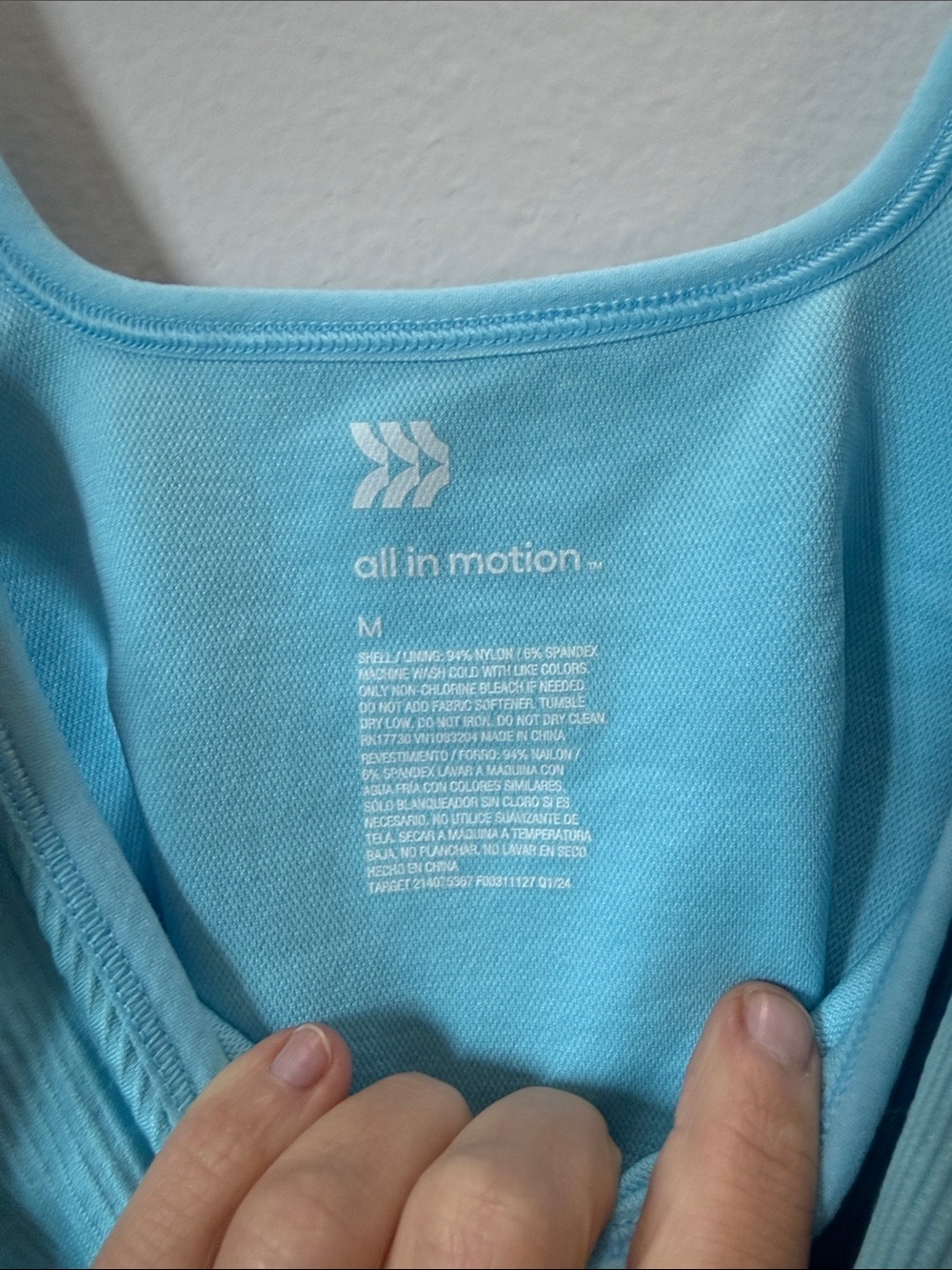 all in motion Aqua Square-Neck Ribbed Crop Tank - Picture 2 of 3
